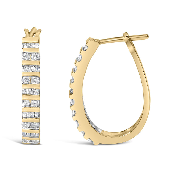 1 Ct. T.W. Alternating Diamond U Hoop Earrings in 10K Gold, photo 7