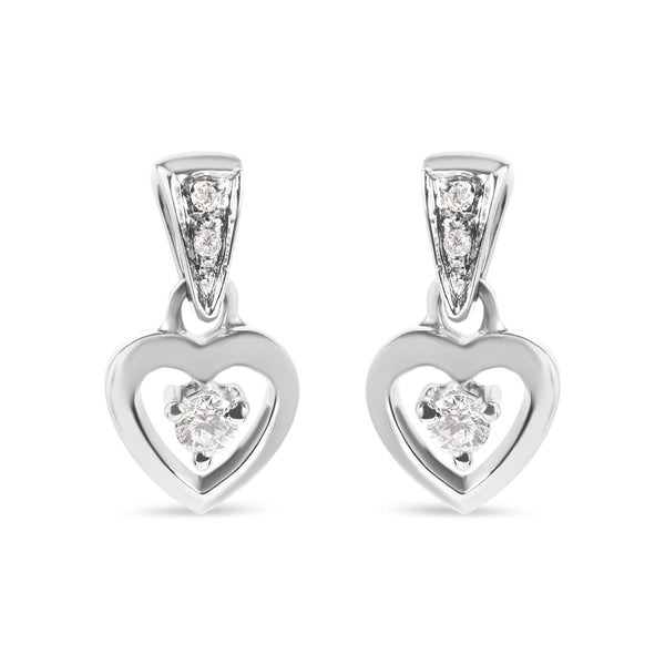 1/6 Ct. T.W. Diamond Dangle Heart Stud Earrings in 14K White Gold, photo 1