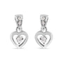 Aretes de botón colgantes de corazón con diamantes de 1/6 ct. p.t. en oro blanco de 14K, foto 1