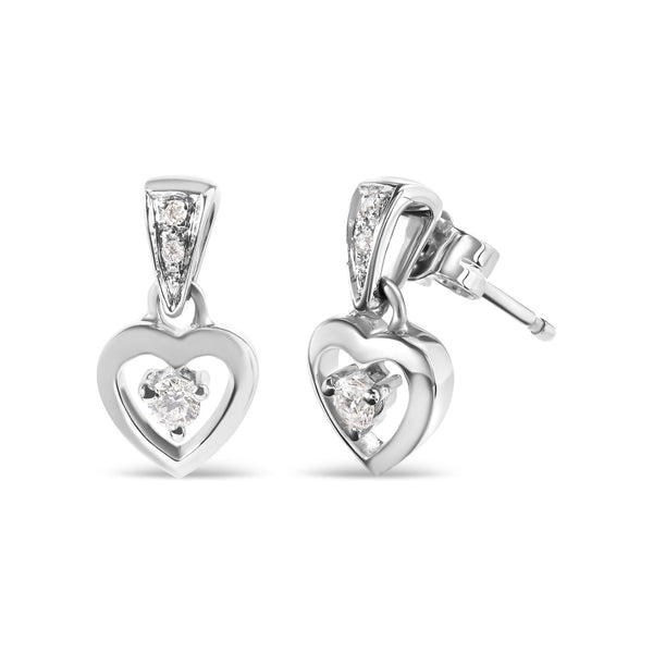 1/6 Ct. T.W. Diamond Dangle Heart Stud Earrings in 14K White Gold, photo 2