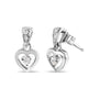 Aretes de botón colgantes de corazón con diamantes de 1/6 ct. p.t. en oro blanco de 14K, foto 2