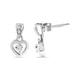 Aretes de botón colgantes de corazón con diamantes de 1/6 ct. p.t. en oro blanco de 14K, foto 4