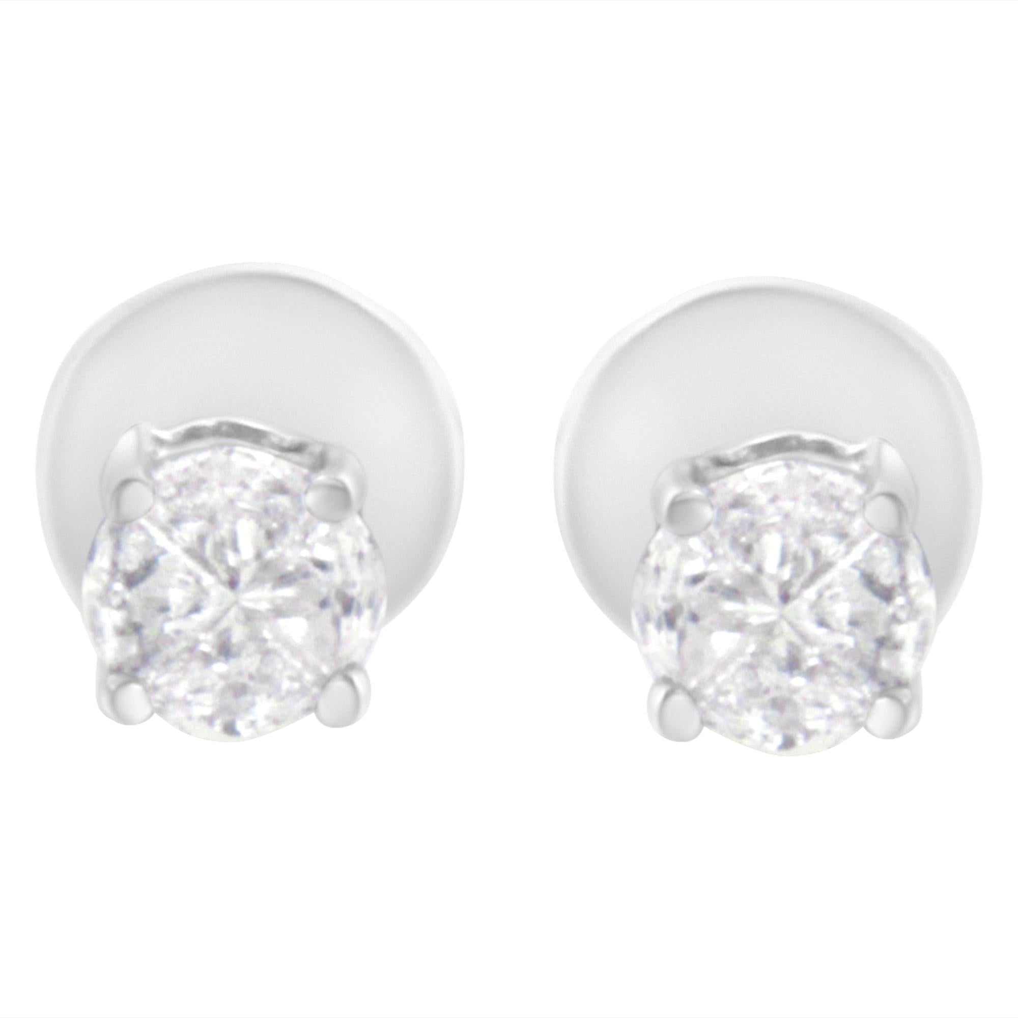 1/2 Ct. T.W. Pie-Cut Diamond Solitaire Stud Earrings in 14K White Gold, photo 1