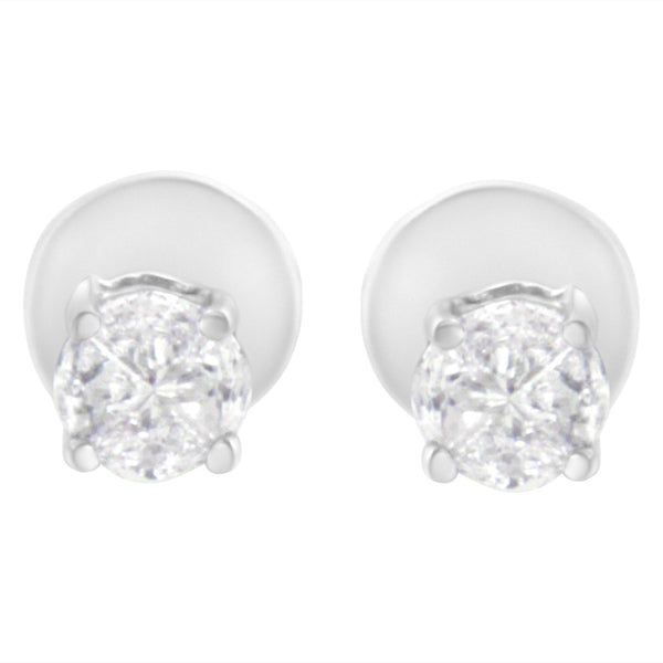 1/2 Ct. T.W. Pie-Cut Diamond Solitaire Stud Earrings in 14K White Gold, photo 1