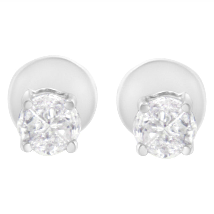 1/2 Ct. T.W. Pie-Cut Diamond Solitaire Stud Earrings in 14K White Gold, photo 1