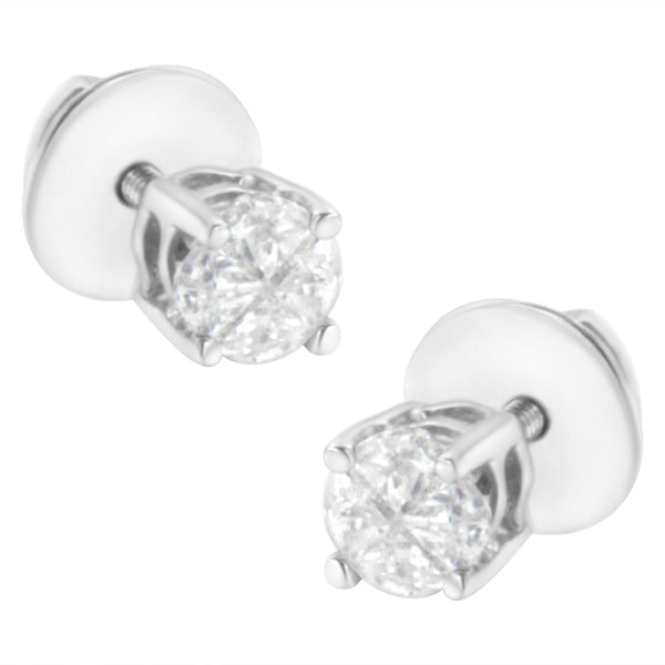 1/2 Ct. T.W. Pie-Cut Diamond Solitaire Stud Earrings in 14K White Gold, photo 2