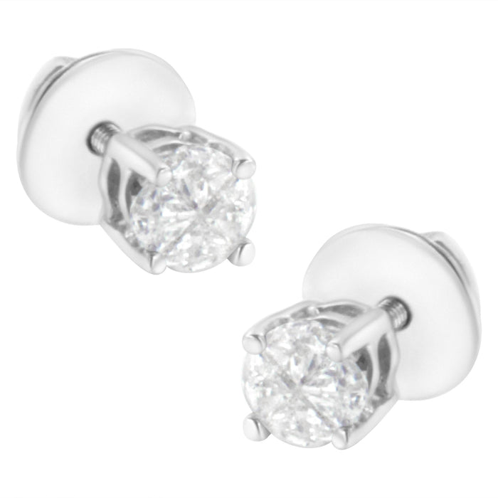 1/2 Ct. T.W. Pie-Cut Diamond Solitaire Stud Earrings in 14K White Gold, photo 2