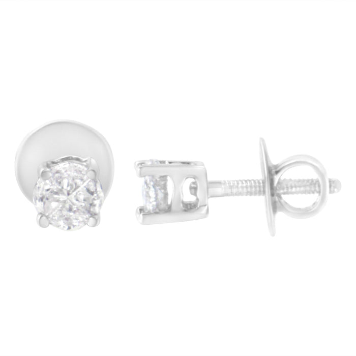 1/2 Ct. T.W. Pie-Cut Diamond Solitaire Stud Earrings in 14K White Gold, photo 4
