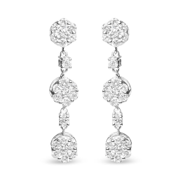 2 Ct. T.W. Diamond Composite Cluster Floral Drop Earrings in 14K White Gold, photo 1