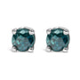 Aretes de botón clásicos de 4 garras con diamantes redondos de 0.15 ct. p.t. en plata de ley, foto 1