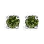 Aretes de botón clásicos de 4 garras con diamantes verdes tratados talla brillante de 1/4 ct. p.t. en plata de ley, foto 1