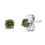 Aretes de botón clásicos de 4 garras con diamantes verdes tratados talla brillante de 1/4 ct. p.t. en plata de ley, foto 2