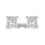 Aretes de botón solitario con diamantes talla princesa de 1/4 ct. p.t. en plata de ley, foto 1