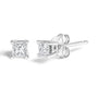 Aretes de botón solitario con diamantes talla princesa de 1/4 ct. p.t. en plata de ley, foto 2
