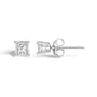 Aretes de botón solitario con diamantes talla princesa de 1/4 ct. p.t. en plata de ley, foto 4