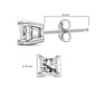 Aretes de botón solitario con diamantes talla princesa de 1/4 ct. p.t. en plata de ley, foto 5
