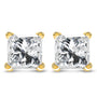 Aretes de botón solitarios de 4 garras con diamantes certificados AGS de 1/4 ct. p.t. en oro amarillo de 14K, foto 1