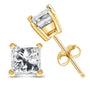 Aretes de botón solitarios de 4 garras con diamantes certificados AGS de 1/4 ct. p.t. en oro amarillo de 14K, foto 4