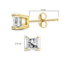 Aretes de botón solitarios de 4 garras con diamantes certificados AGS de 1/4 ct. p.t. en oro amarillo de 14K, foto 5