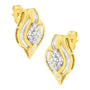 Aretes de botón de racimo y remolino con diamantes redondos de 1/3 ct. p.t. en oro amarillo de 10K, foto 1