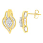 Aretes de botón de racimo y remolino con diamantes redondos de 1/3 ct. p.t. en oro amarillo de 10K, foto 2