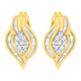 Aretes de botón de racimo y remolino con diamantes redondos de 1/3 ct. p.t. en oro amarillo de 10K, foto 4
