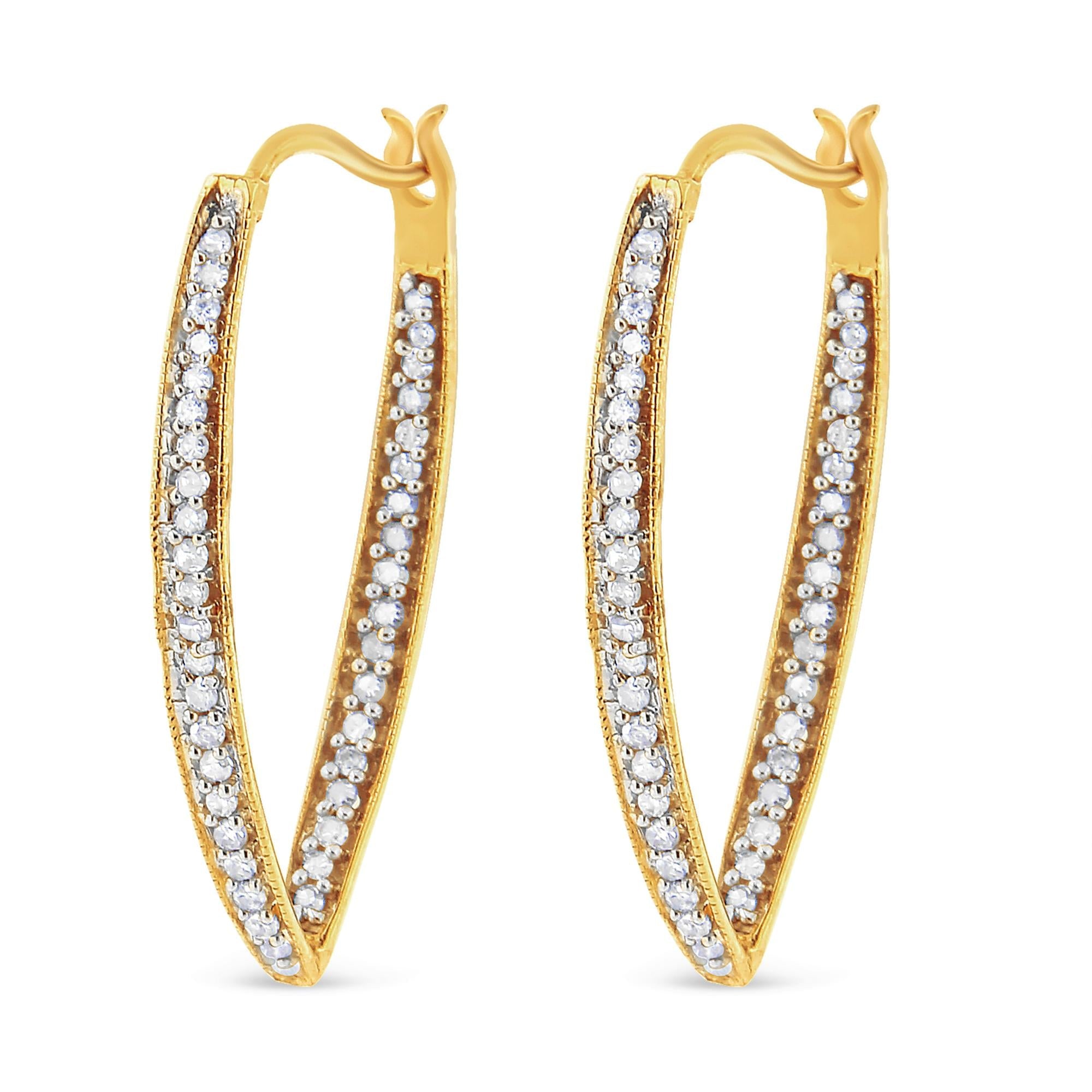 Aretes de aro modernos con diamantes talla redonda de 1/2 ct. p.t. en oro amarillo de 10K, foto 1