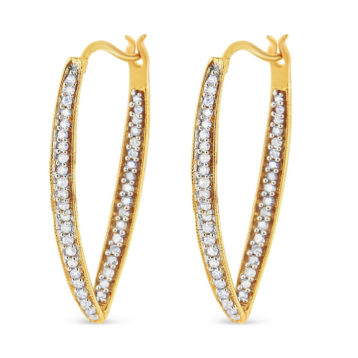 Aretes de aro modernos con diamantes talla redonda de 1/2 ct. p.t. en oro amarillo de 10K, foto 1