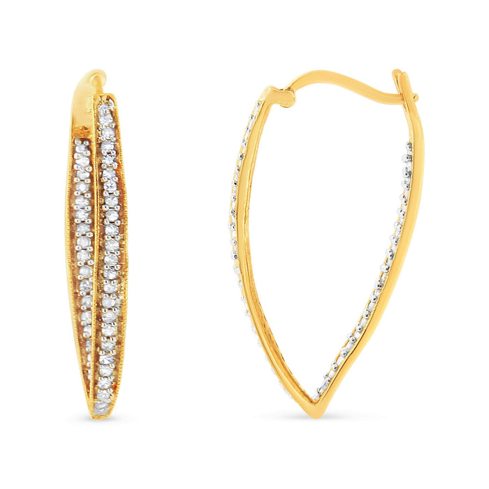 Aretes de aro modernos con diamantes talla redonda de 1/2 ct. p.t. en oro amarillo de 10K, foto 2