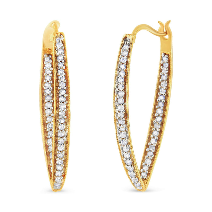 Aretes de aro modernos con diamantes talla redonda de 1/2 ct. p.t. en oro amarillo de 10K, foto 4