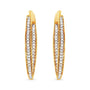 Aretes de aro modernos con diamantes talla redonda de 1/2 ct. p.t. en oro amarillo de 10K, foto 5