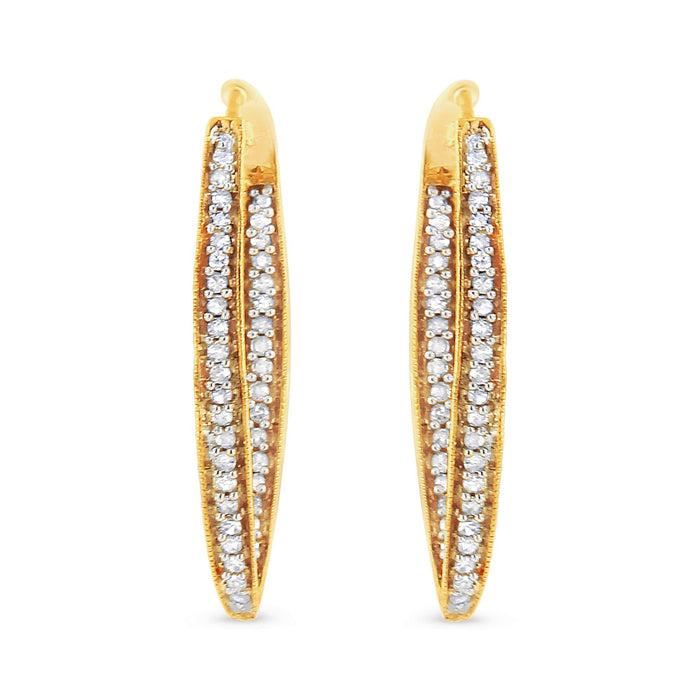 Aretes de aro modernos con diamantes talla redonda de 1/2 ct. p.t. en oro amarillo de 10K, foto 5