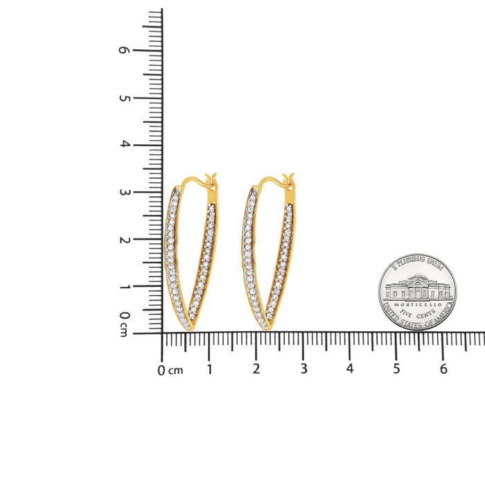 Aretes de aro modernos con diamantes talla redonda de 1/2 ct. p.t. en oro amarillo de 10K, foto 6