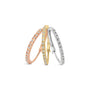 Aretes de aro triple con diamantes de 1/3 ct. p.t. en oro tricolor de 14K, foto 5