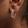 Aretes de aro triple con diamantes de 1/3 ct. p.t. en oro tricolor de 14K, foto 3