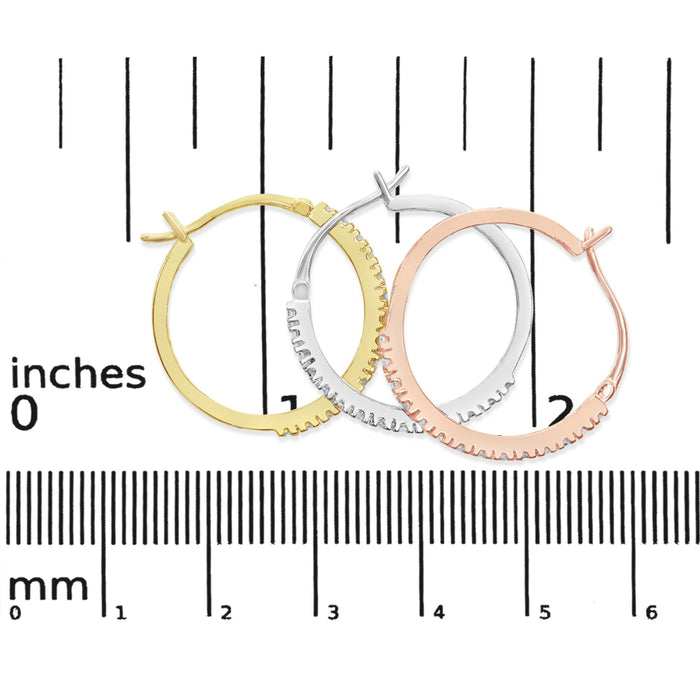 Aretes de aro triple con diamantes de 1/3 ct. p.t. en oro tricolor de 14K, foto 6