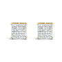 Aretes de botón con engaste invisible y diamantes talla princesa de 2 ct. p.t. en oro amarillo de 10K, foto 1