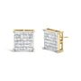 Aretes de botón con engaste invisible y diamantes talla princesa de 2 ct. p.t. en oro amarillo de 10K, foto 2