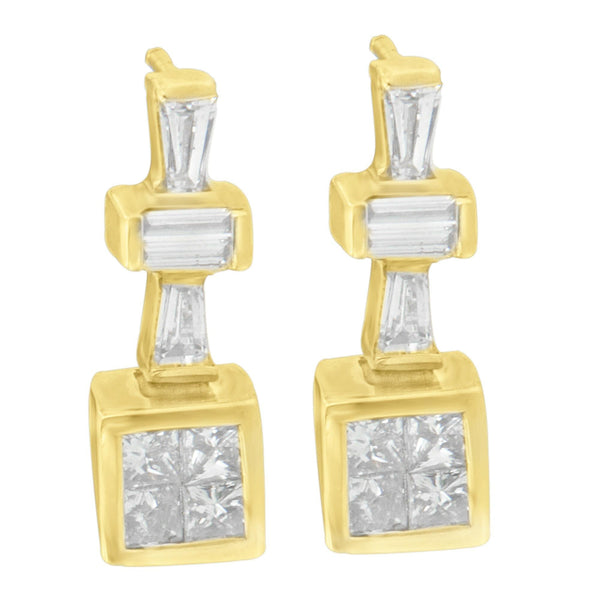 Aretes de aro con diamantes de 1/3 ct. p.t. en oro amarillo de 14K, foto 1