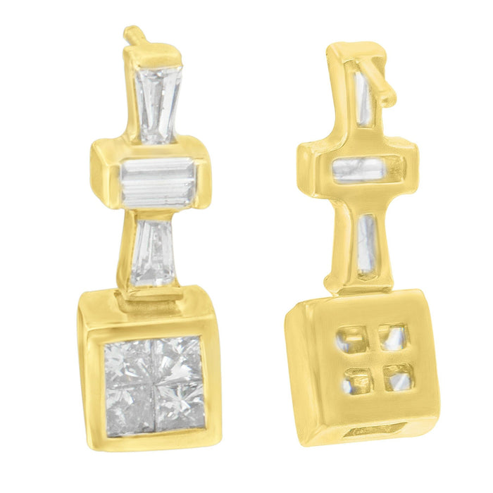 Aretes de aro con diamantes de 1/3 ct. p.t. en oro amarillo de 14K, foto 2