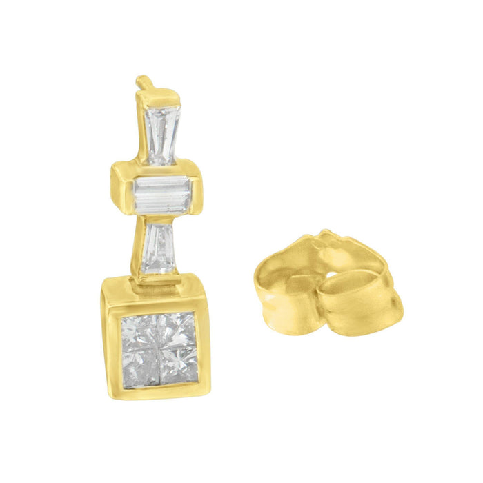Aretes de aro con diamantes de 1/3 ct. p.t. en oro amarillo de 14K, foto 4