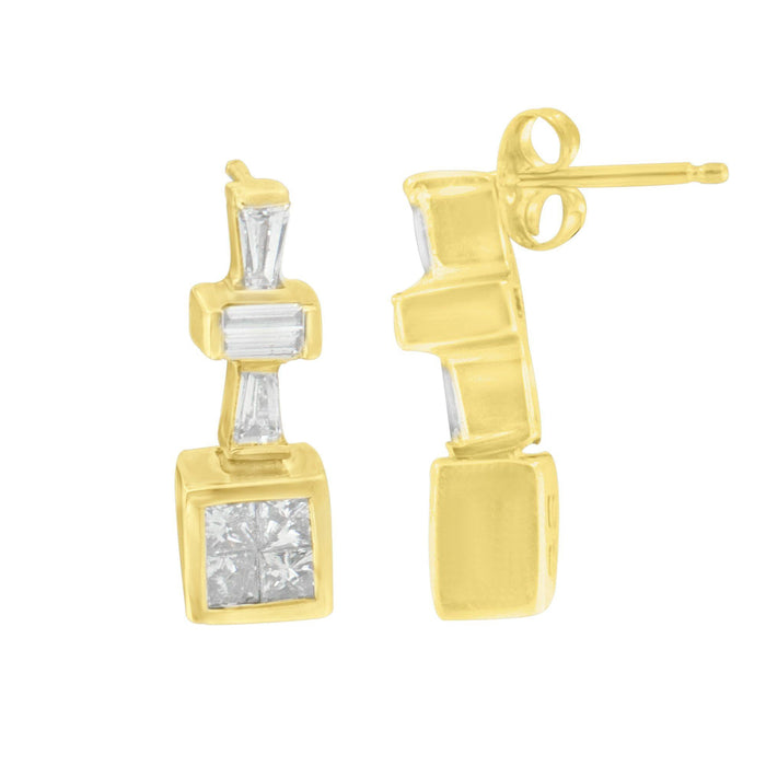 Aretes de aro con diamantes de 1/3 ct. p.t. en oro amarillo de 14K, foto 5