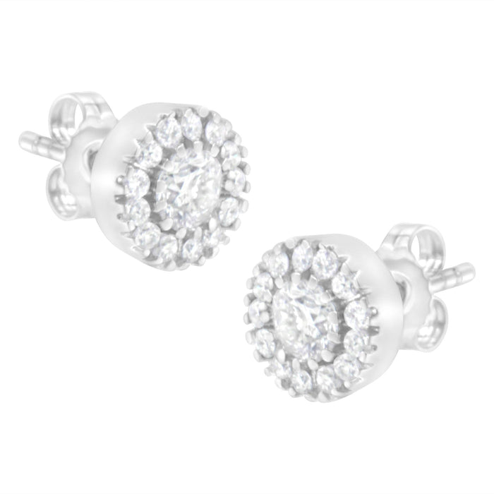 1 Ct. T.W. Diamond Halo Stud Earrings in 14K White Gold, photo 2