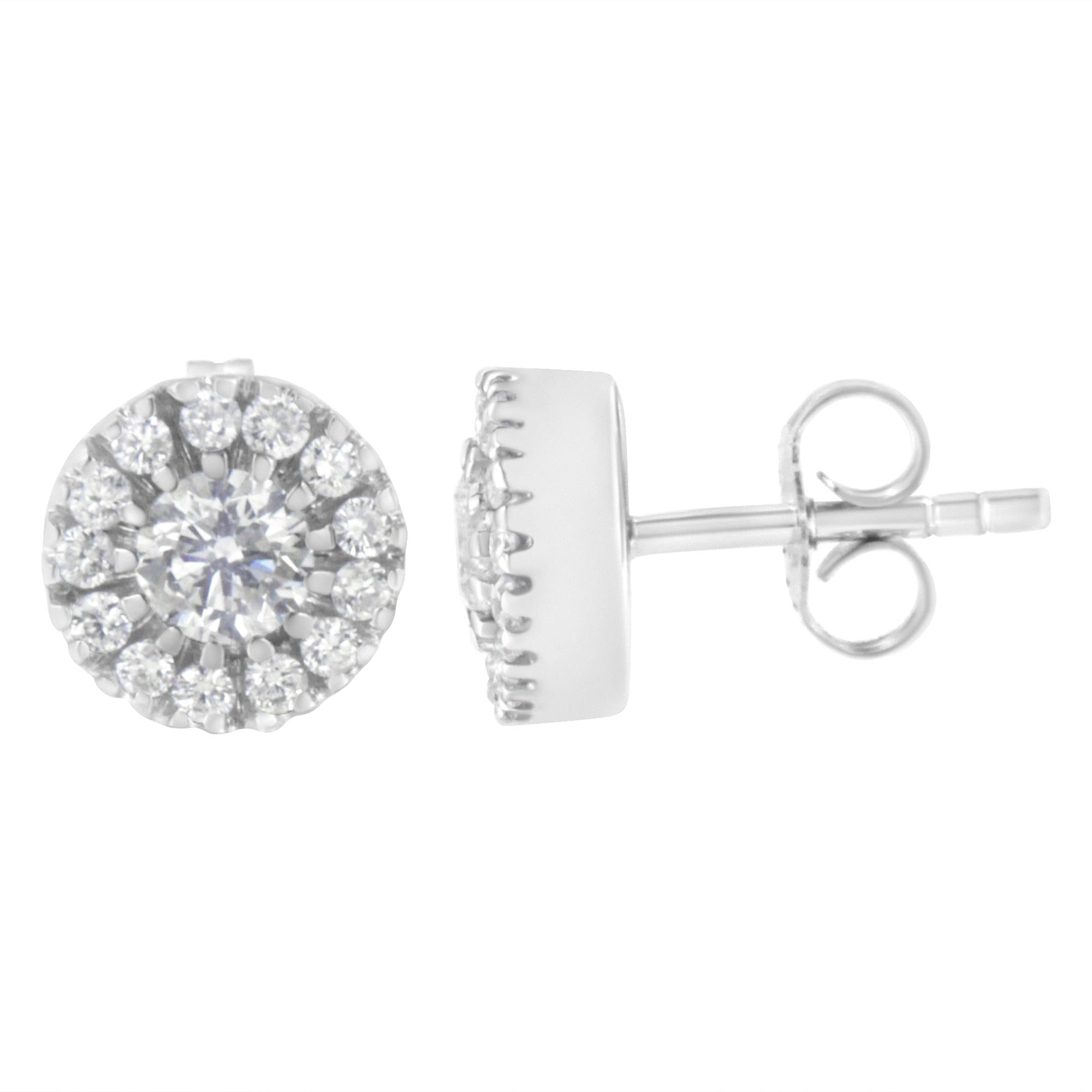1 Ct. T.W. Diamond Halo Stud Earrings in 14K White Gold, photo 1