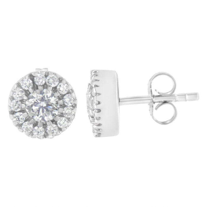 1 Ct. T.W. Diamond Halo Stud Earrings in 14K White Gold, photo 1
