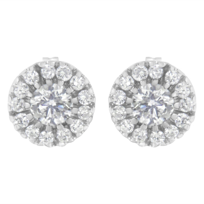 1 Ct. T.W. Diamond Halo Stud Earrings in 14K White Gold, photo 4