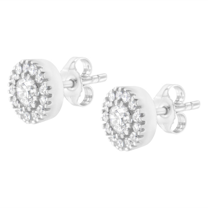 1 Ct. T.W. Diamond Halo Stud Earrings in 14K White Gold, photo 5