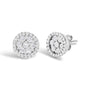 Aretes de botón redondos de racimo estilo halo con diamantes de 1 ct. p.t. certificados AGS en oro blanco de 14K, foto 2