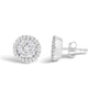 Aretes de botón redondos de racimo estilo halo con diamantes de 1 ct. p.t. certificados AGS en oro blanco de 14K, foto 4