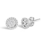 Aretes de botón redondos de racimo estilo halo con diamantes talla brillante de 1/2 ct. p.t. en oro blanco de 14K, foto 2
